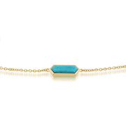 Bracciale geometrico in argento 925 con prisma esagonale turchese placcato oro