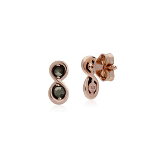 Rose Gold Plated Round Marcasite Infinity Stud Earrings in 925 Sterling Silver