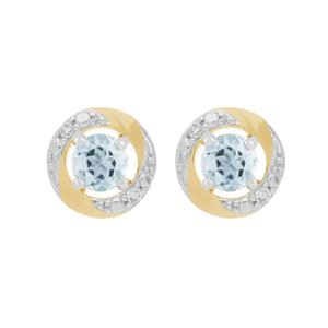9ct White Gold Aquamarine Stud Earrings & Diamond Halo Ear Jacket Image 1 