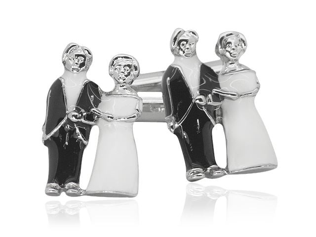 Motivo con motivo sposo e sposa tono argento - Gemelli