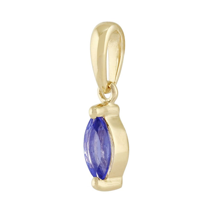 Classico pendente marquise in oro giallo 375 con tanzanite