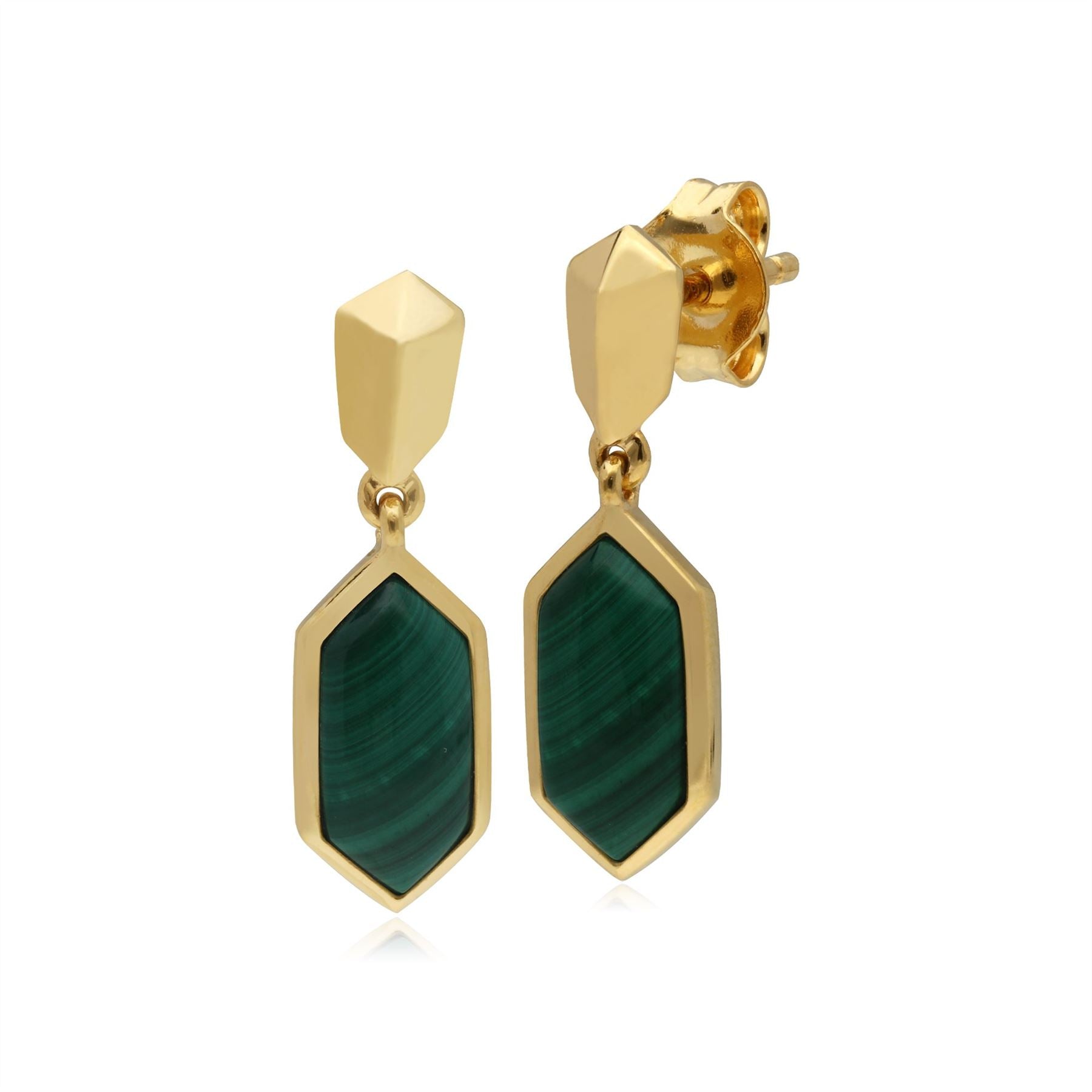 Micro Statement Malachite Drop Earrings in 925 Sterling Silver