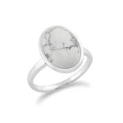 Anello Gemondo Magnesite, Anello ovale in magnesite in argento sterling 925 - Magnesite