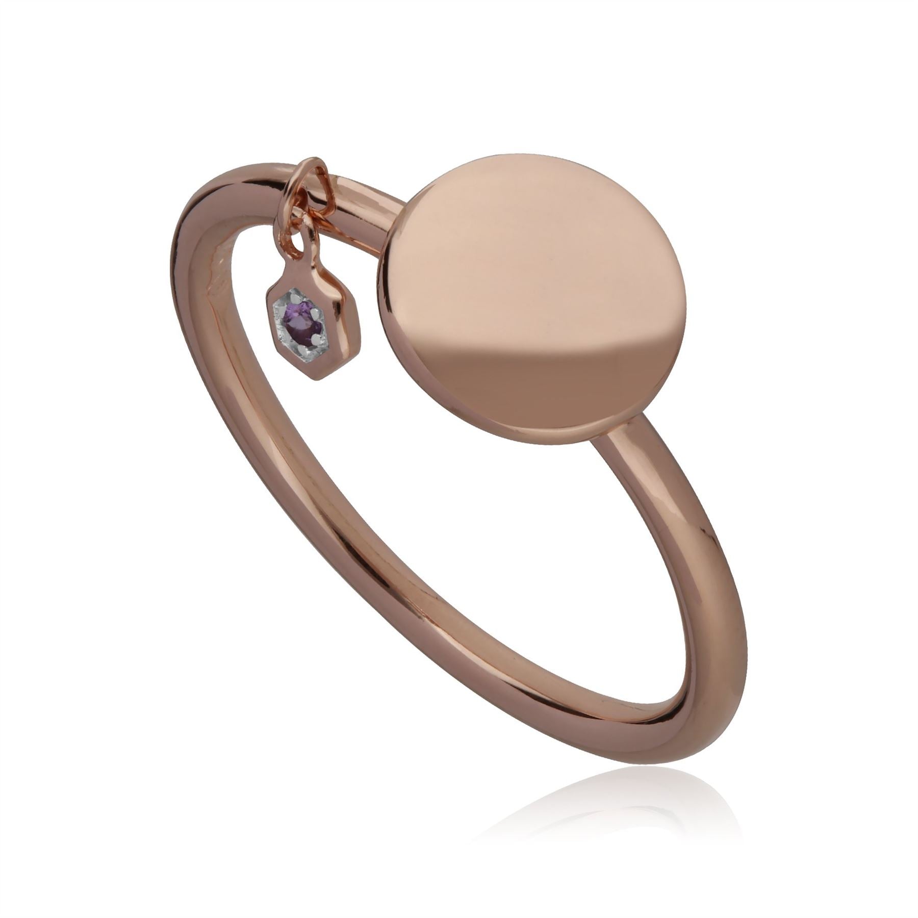 Amethyst Engravable Ring in Rose Gold Plated Sterling Silver