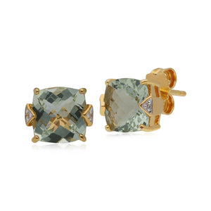 Kosmos Green Mint Quartz & Topaz Stud Earrings in Rose Gold Plated Sterling Silver