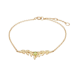 9ct Yellow Gold O Leaf Peridot Bracelet