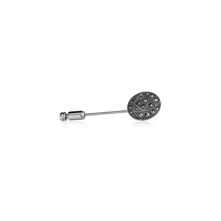 Spilla Marcasite, spilla rotonda Marcasite Rennie Mackintosh in argento sterling