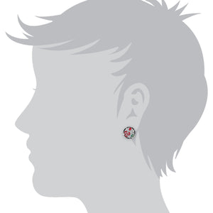 Rennie Mackintosh Round Diamond & Enamel Stud Earrings in 925 Sterling Silver