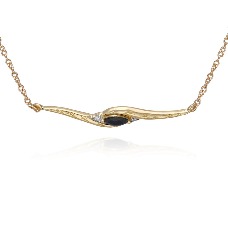 Bracciale twist da 19 cm con zaffiro marquise e diamanti in oro giallo da 9 ct