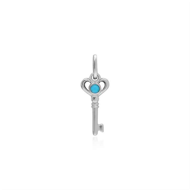 Ciondolo classico con lucchetto a cuore intrecciato in argento 925 e ciondoli chiave turchese