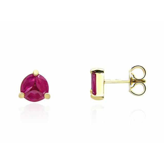9ct Yellow Gold 0.88ct Natural Ruby Round Stud Earrings Image