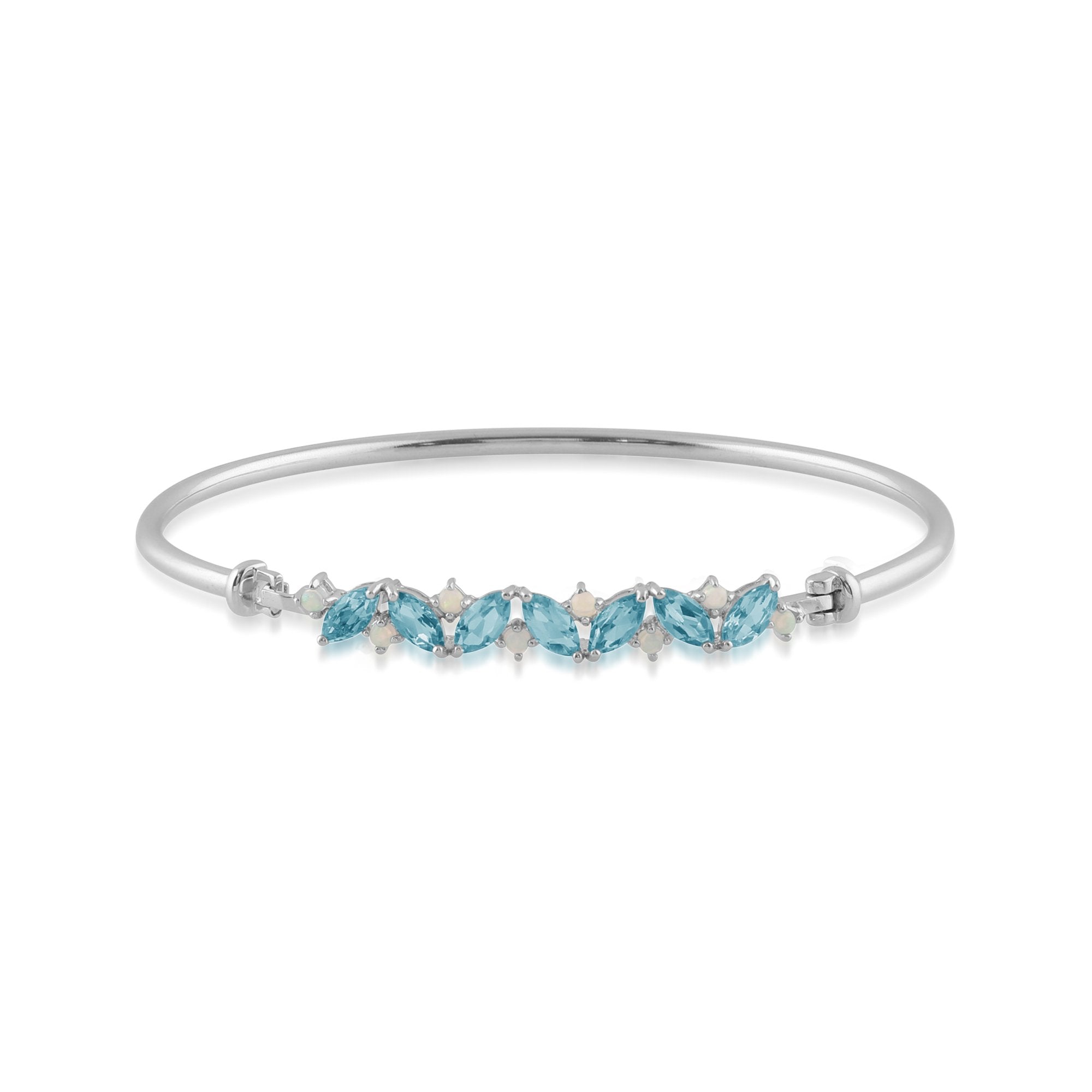 Classic Marquise Topaz & Opal Bangle in 925 Sterling Silver
