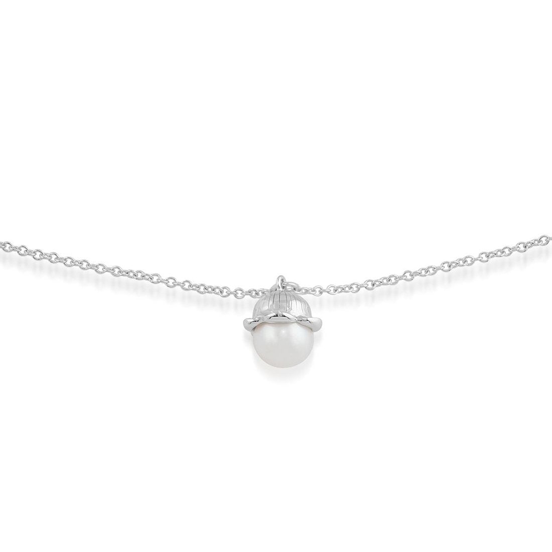 Floral Pearl Lily Single Stone Bracelet in 925 Sterling Silver
