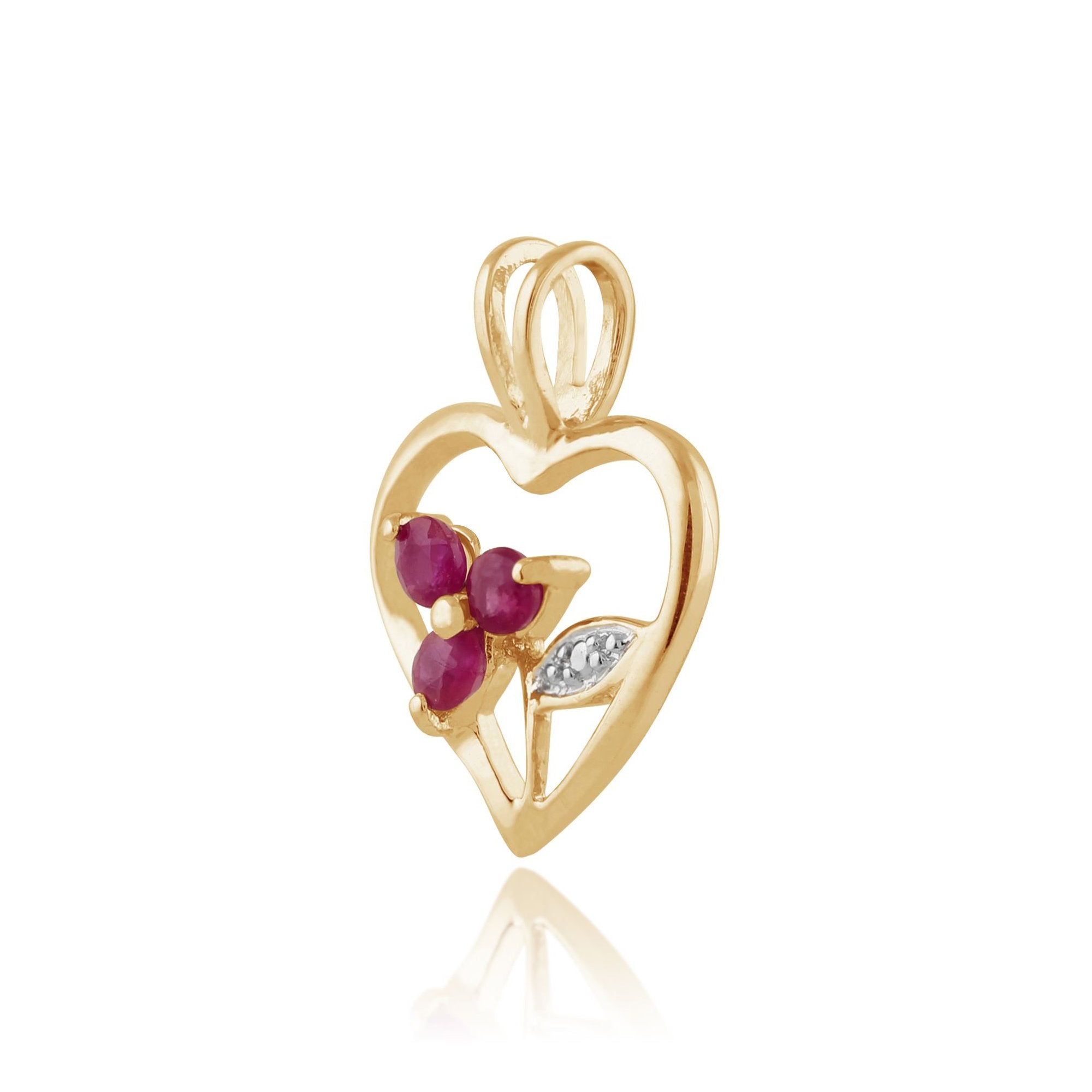 Floral Round Ruby Pendant in Gold Plated 925 Sterling Silver