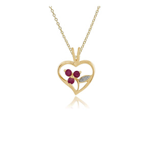 Floral Round Ruby Pendant in Gold Plated 925 Sterling Silver