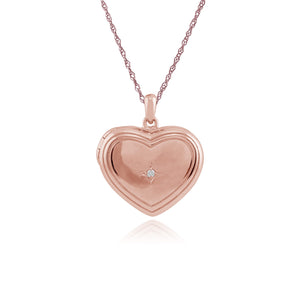 Classic Round Diamond Heart Shaped Locket in Rose Gold Plated Sterling Silver