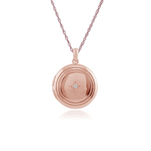 Rose Gold Plated Sterling Silver 1pt Diamond Round 45cm Locket Necklace Image
