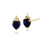Orecchini con lapislazzuli da 0,38 ct a cuore e diamanti in oro giallo da 9 ct 