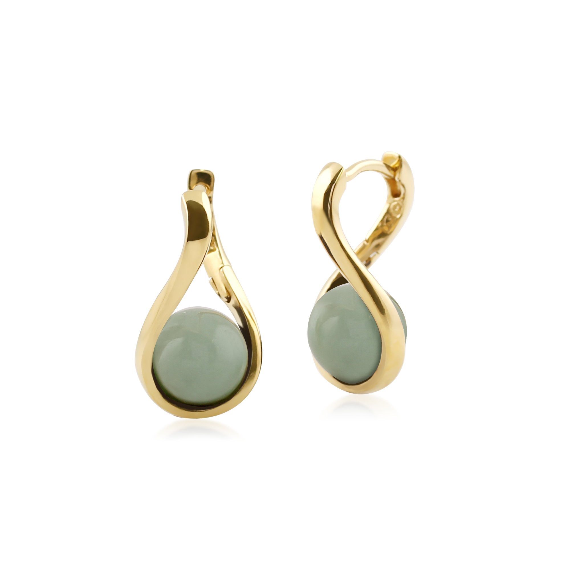 Kosmos Dyed Green Jade Orb Earrings in Gold Plated Sterling Silver