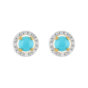Classic Turquoise Stud Earrings & Diamond Round Earrings Jacket Set Image 1