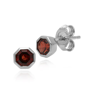 Geometric Garnet Bezel Stud Earrings & Ring Set Image 2