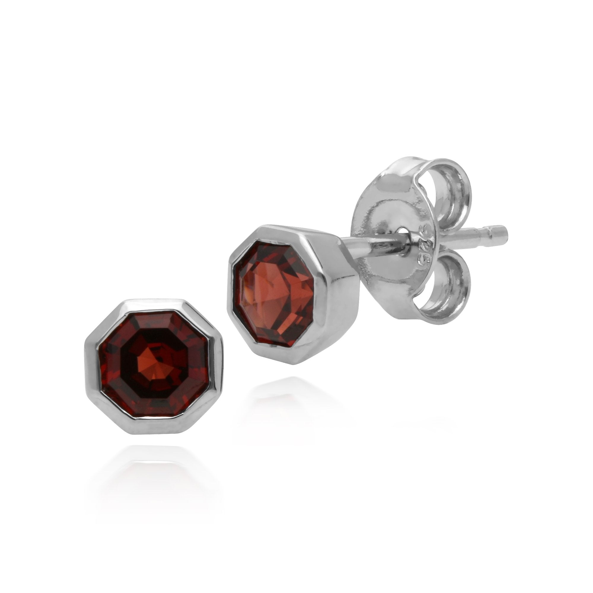 Geometric Garnet Bezel Stud Earrings & Pendant Set Image 3