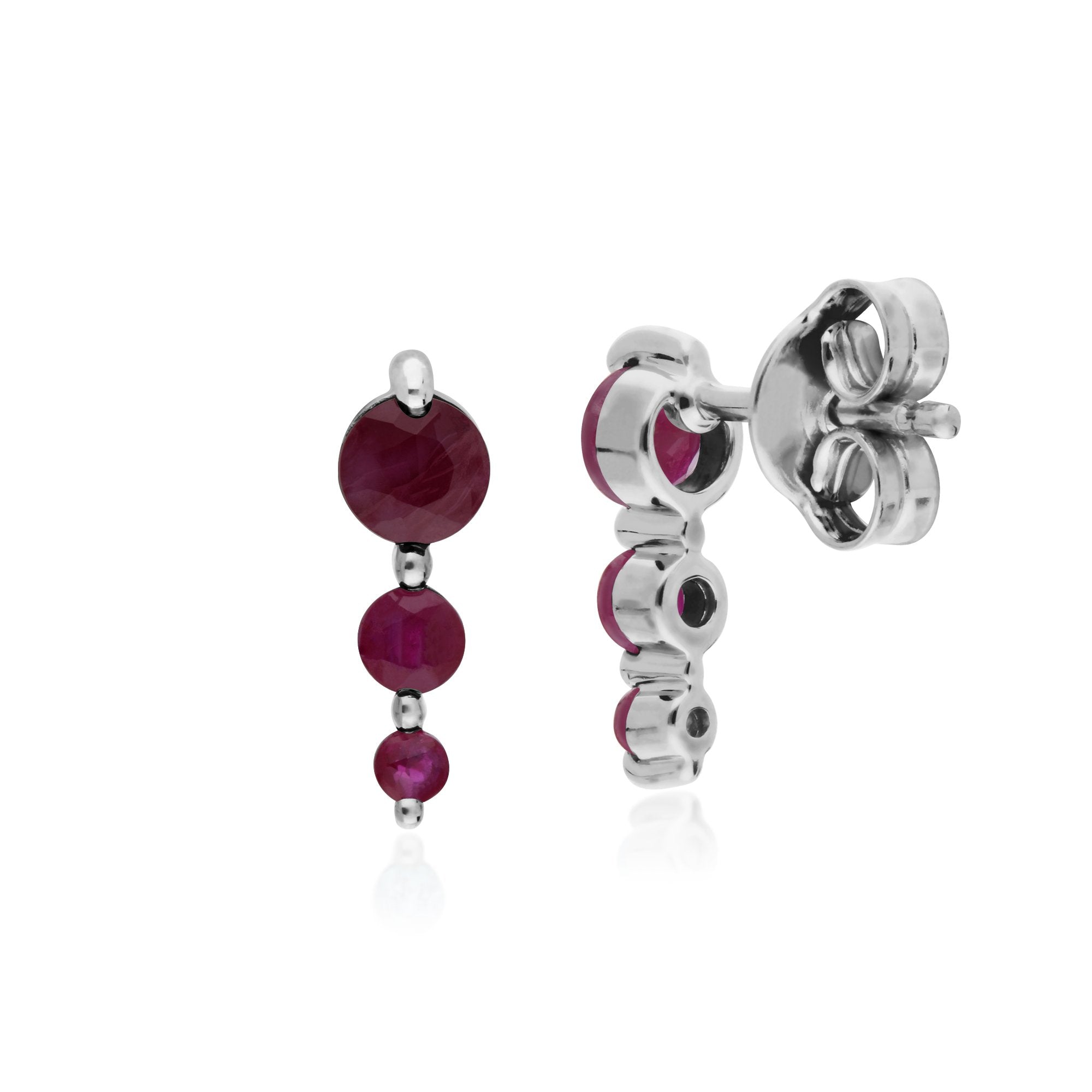 Classic Round Ruby Gradient Drop Stud Earrings in 925 Sterling Silver