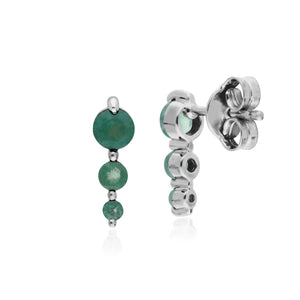 Classic Round Emerald Gradient Drop Stud Earrings in 925 Sterling Silver
