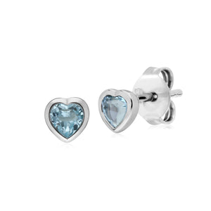 Essential Heart Shaped Blue Topaz Stud Earrings in 925 Sterling Silver 4.5mm