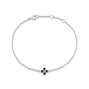 Floral Sapphire Bezel Set Clover Bracelet 