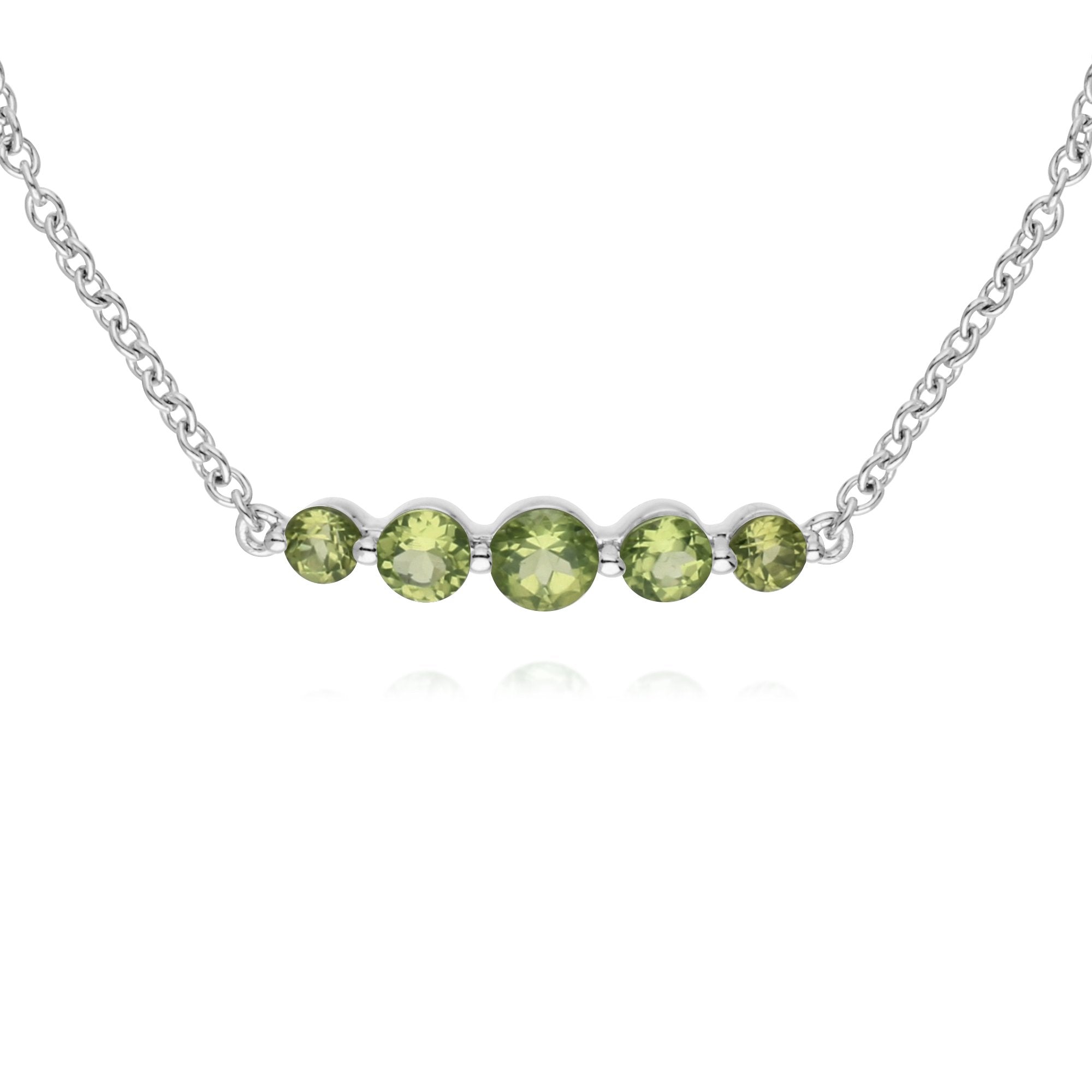 Classic Round Peridot 5 Stone Gradient Bracelet in 925 Sterling Silver