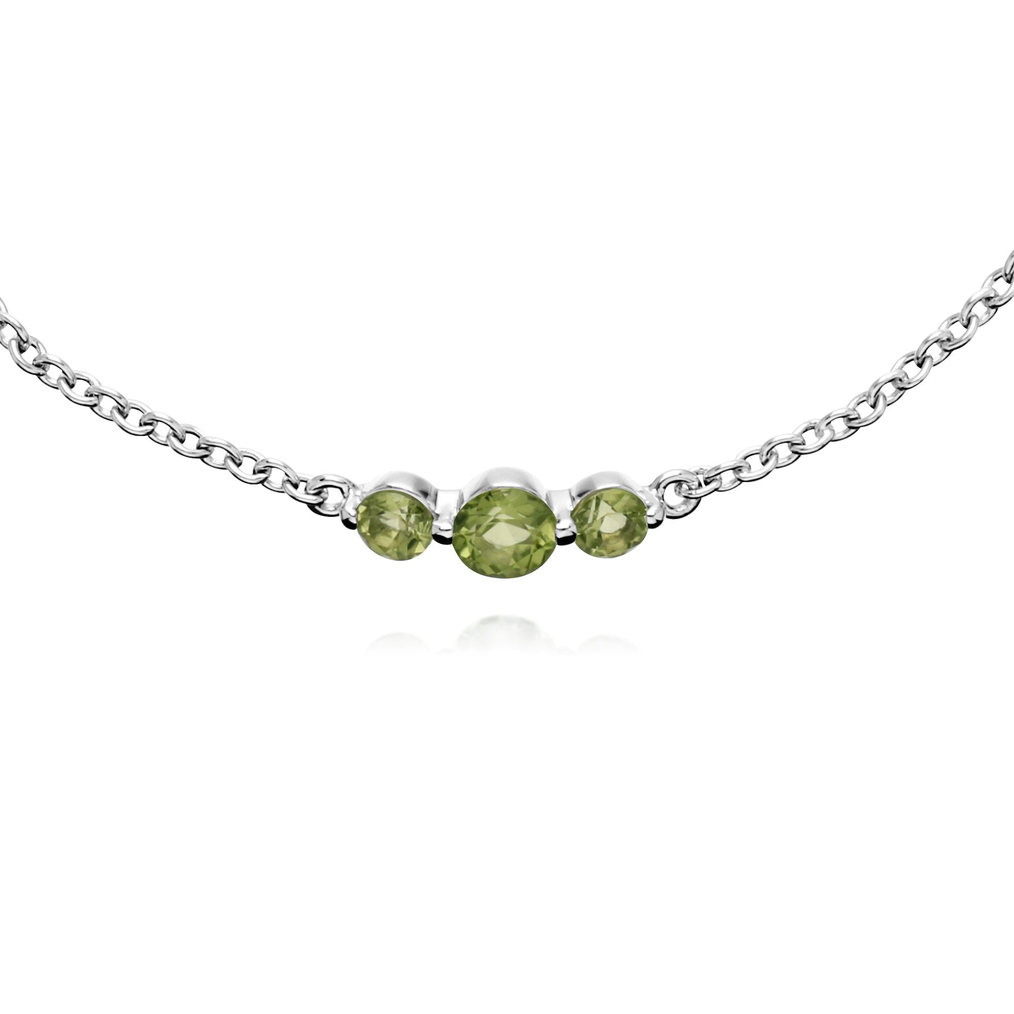 Classic Round Peridot Three Stone Bracelet in Sterling Silver