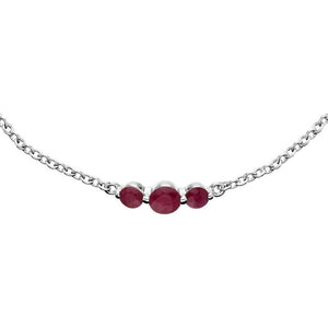 Classic Round Ruby Three Stone Gradient Bracelet in 925 Sterling Silver