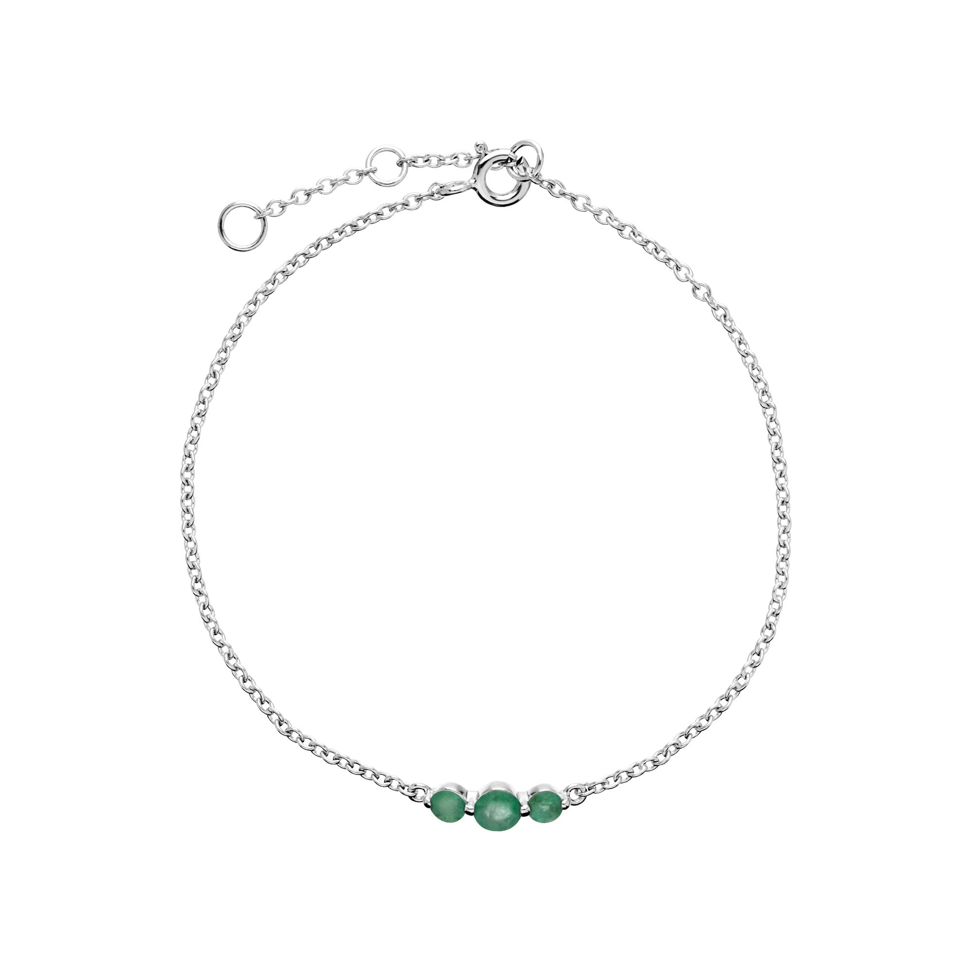 Classic Round Emerald Three Stone Gradient Bracelet in 925 Sterling Silver