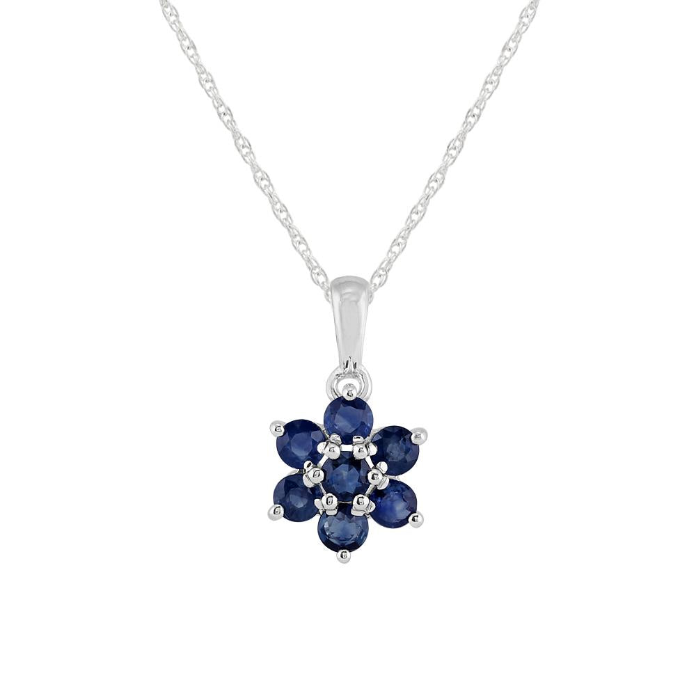 Floral Round Sapphire Cluster Pendant