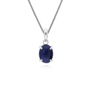 Classic Oval Sodalite Pendant in 925 Sterling Silver