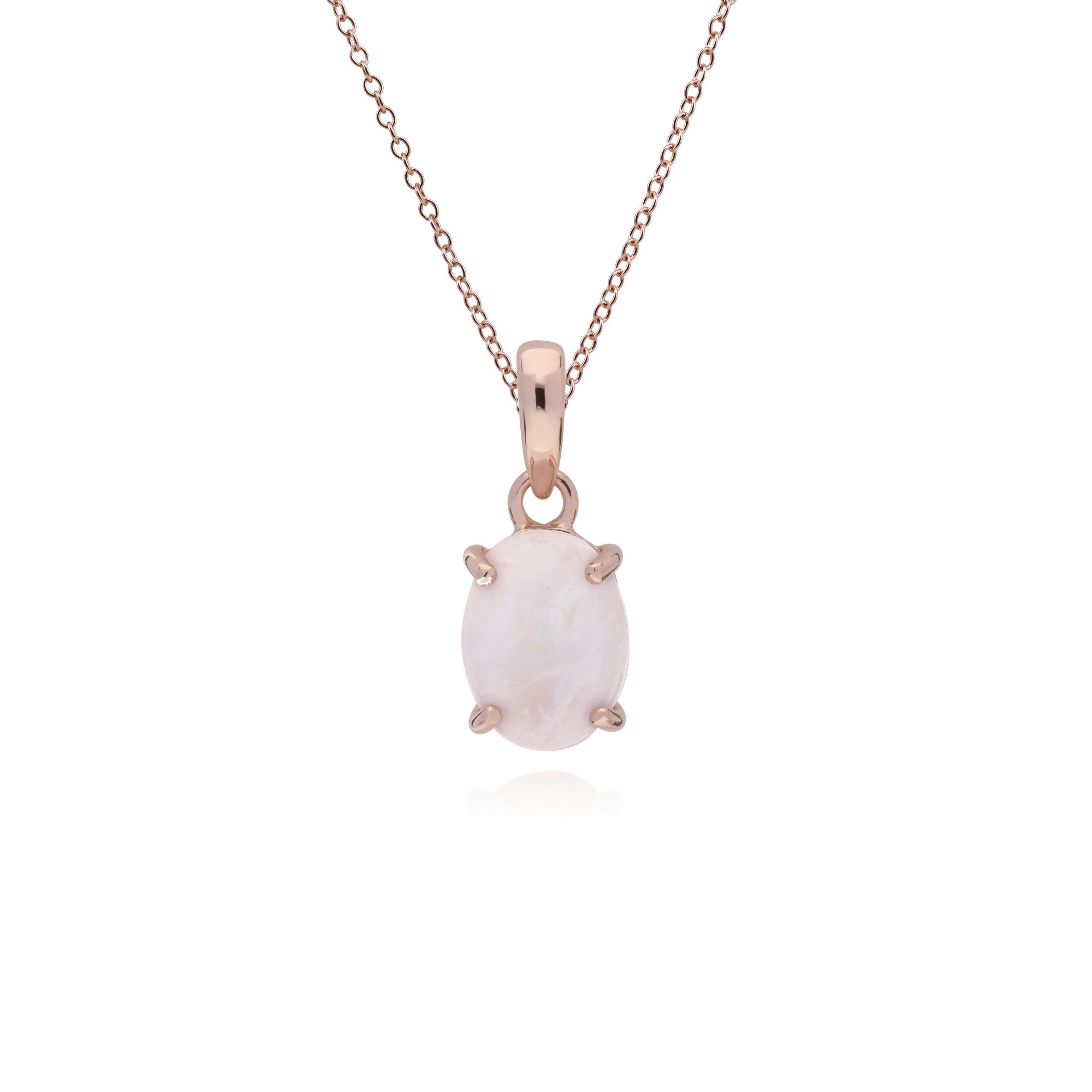 Classic Oval Rose Quartz Pendant in Rose Gold Plated 925 Sterling Silver