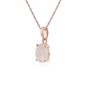 Classic Oval Milky Morganite Single Stone Pendant in Rose Gold Plated 925 Sterling Silver