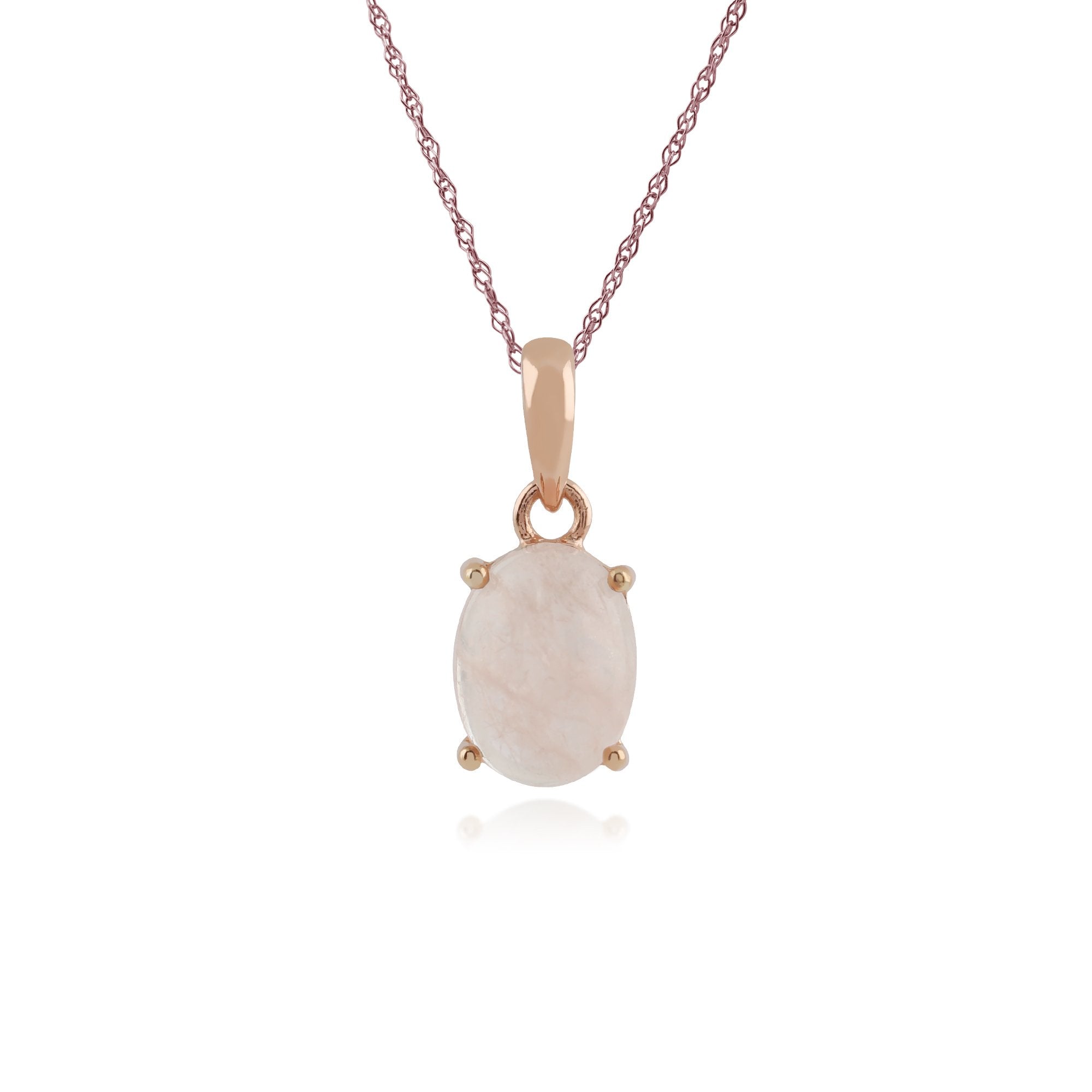 Classic Oval Milky Morganite Single Stone Pendant in Rose Gold Plated 925 Sterling Silver