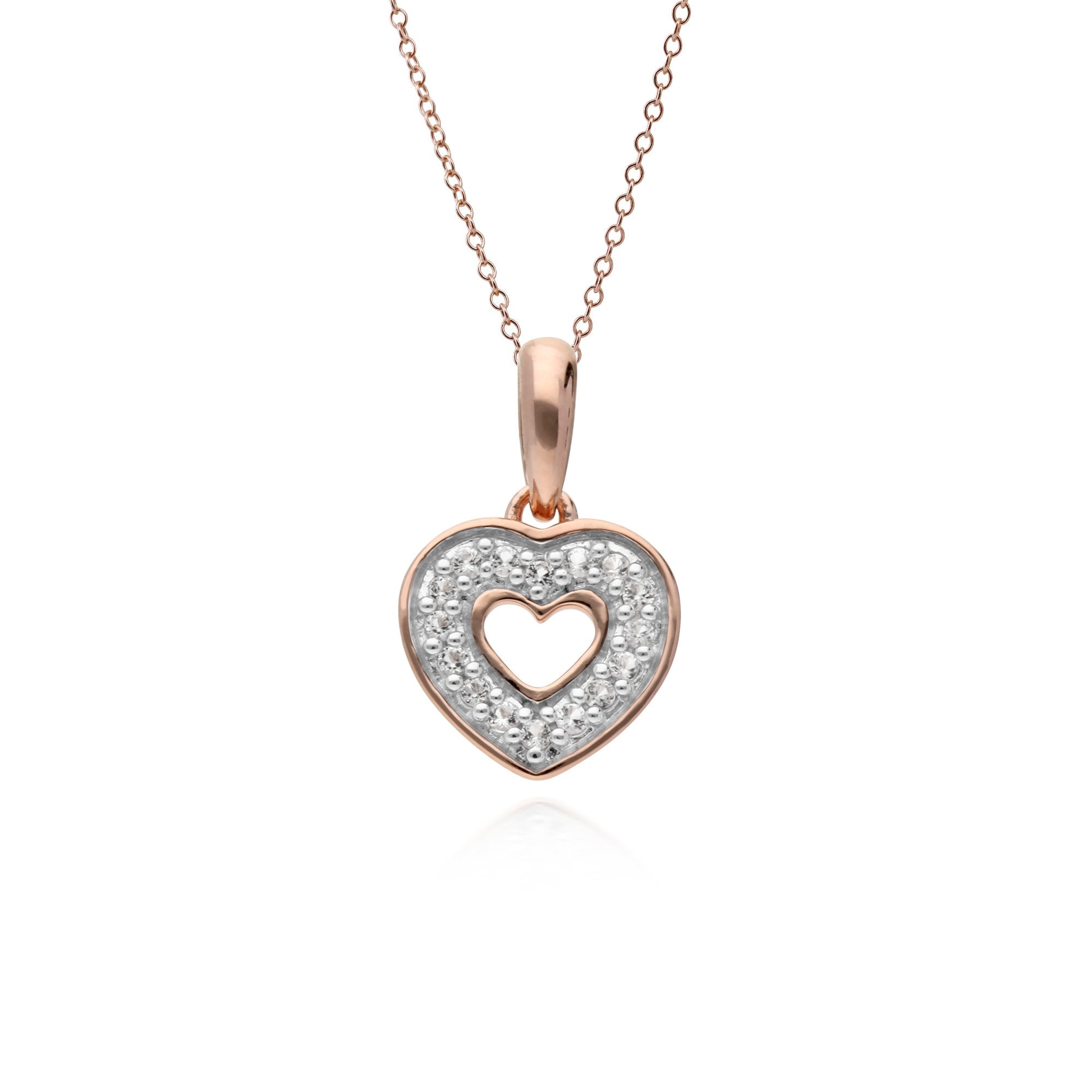 Gemondo Rose Gold Plated Sterling Silver Topaz Heart Pendant with 45cm Chain