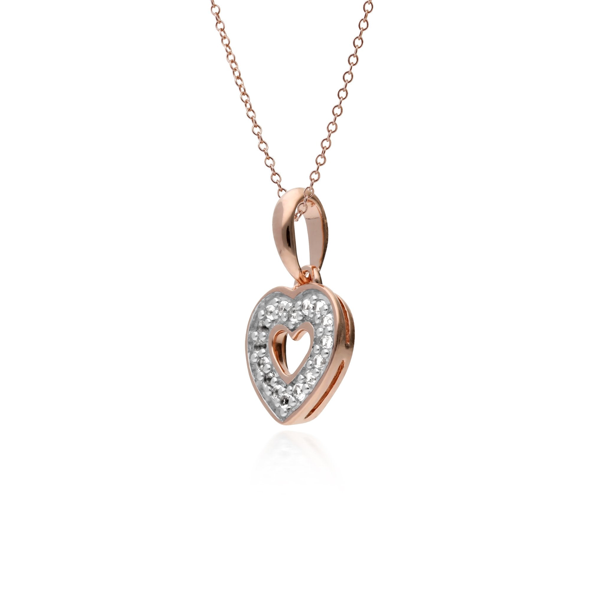 Gemondo Rose Gold Plated Sterling Silver Topaz Heart Pendant with 45cm Chain