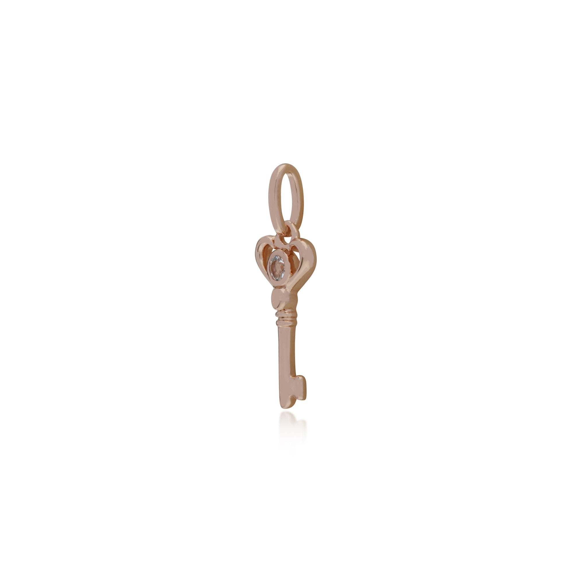 Gemondo Rose Gold Plated Sterling Silver Clear Topaz Small Key Charm