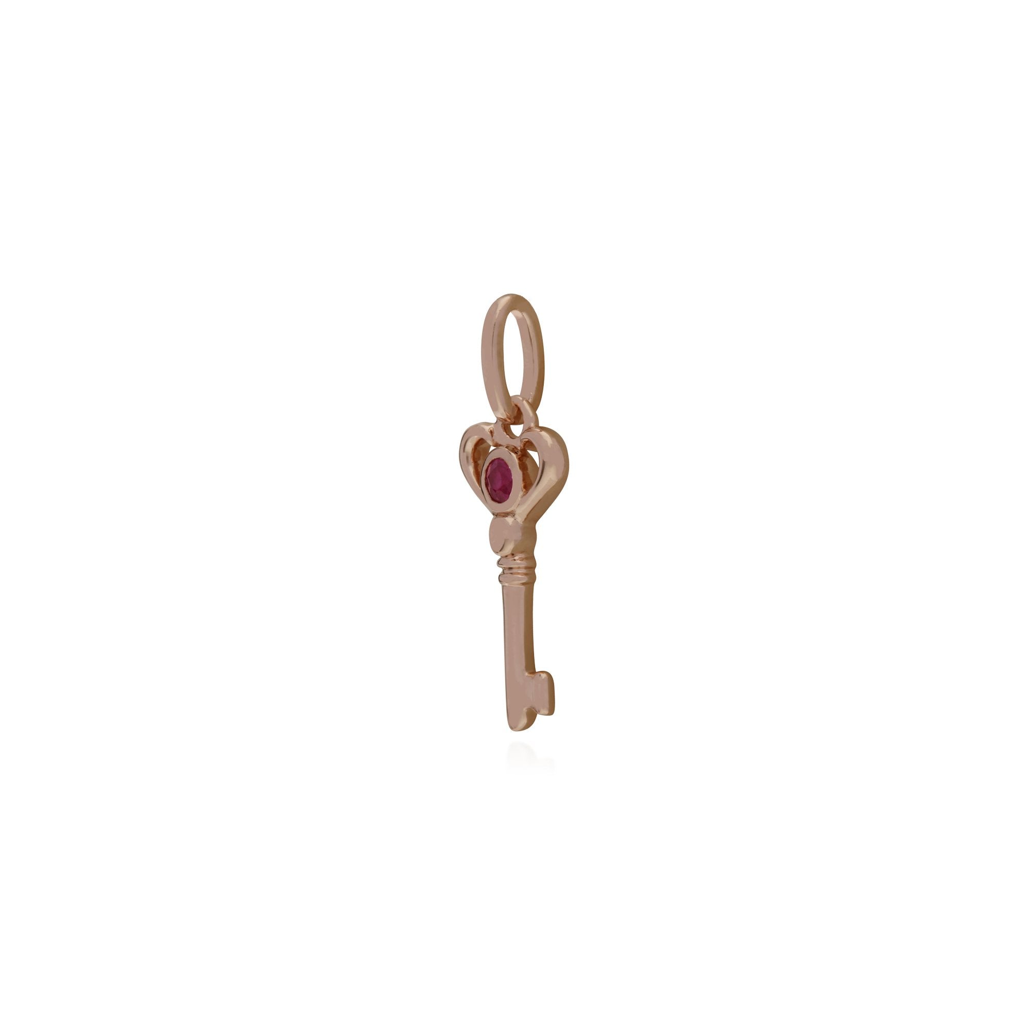 Gemondo Rose Gold Plated Sterling Silver Ruby Small Key Charm