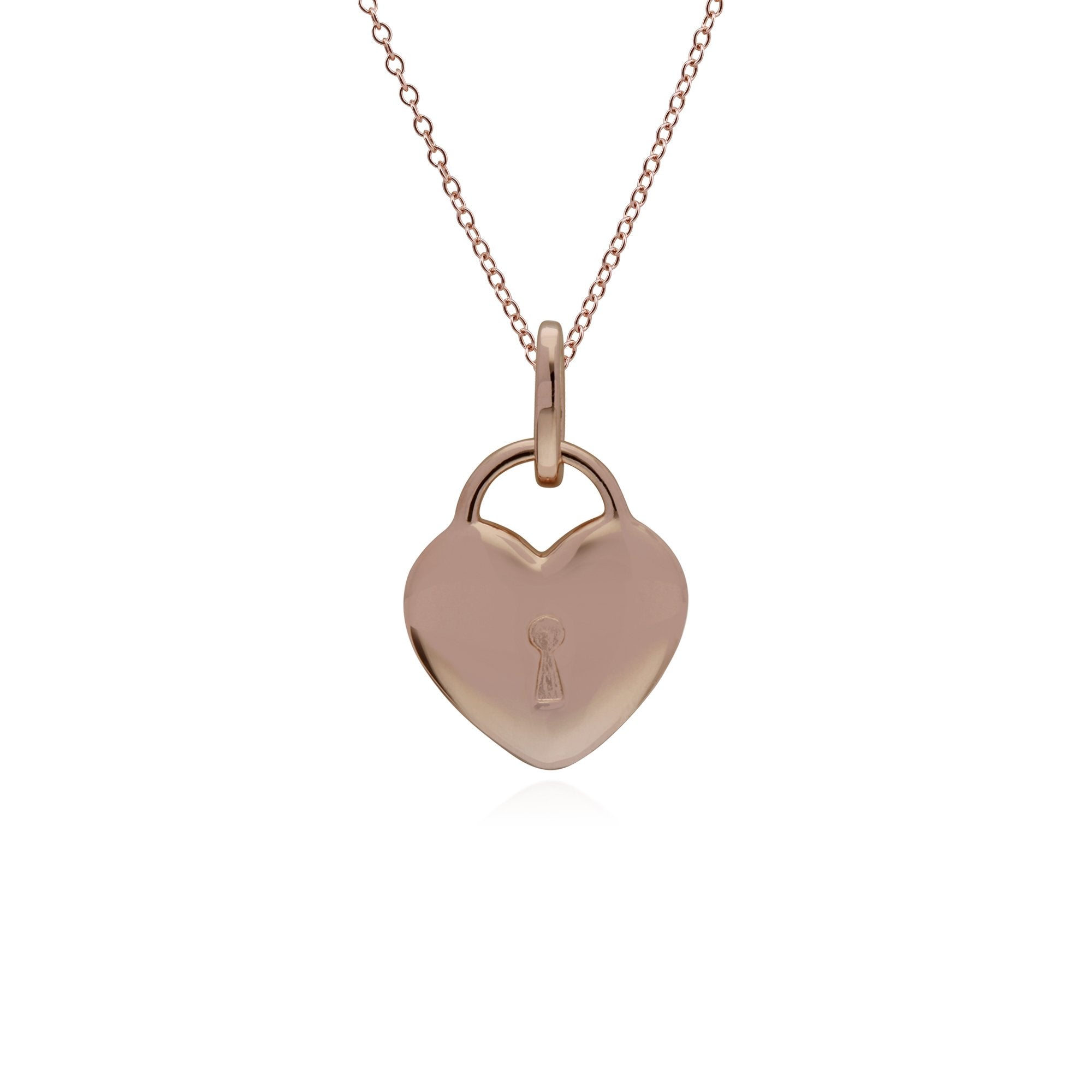 Classic Rose Gold Plated Plain Heart Padlock Charm Pendant in 925 Sterling Silver