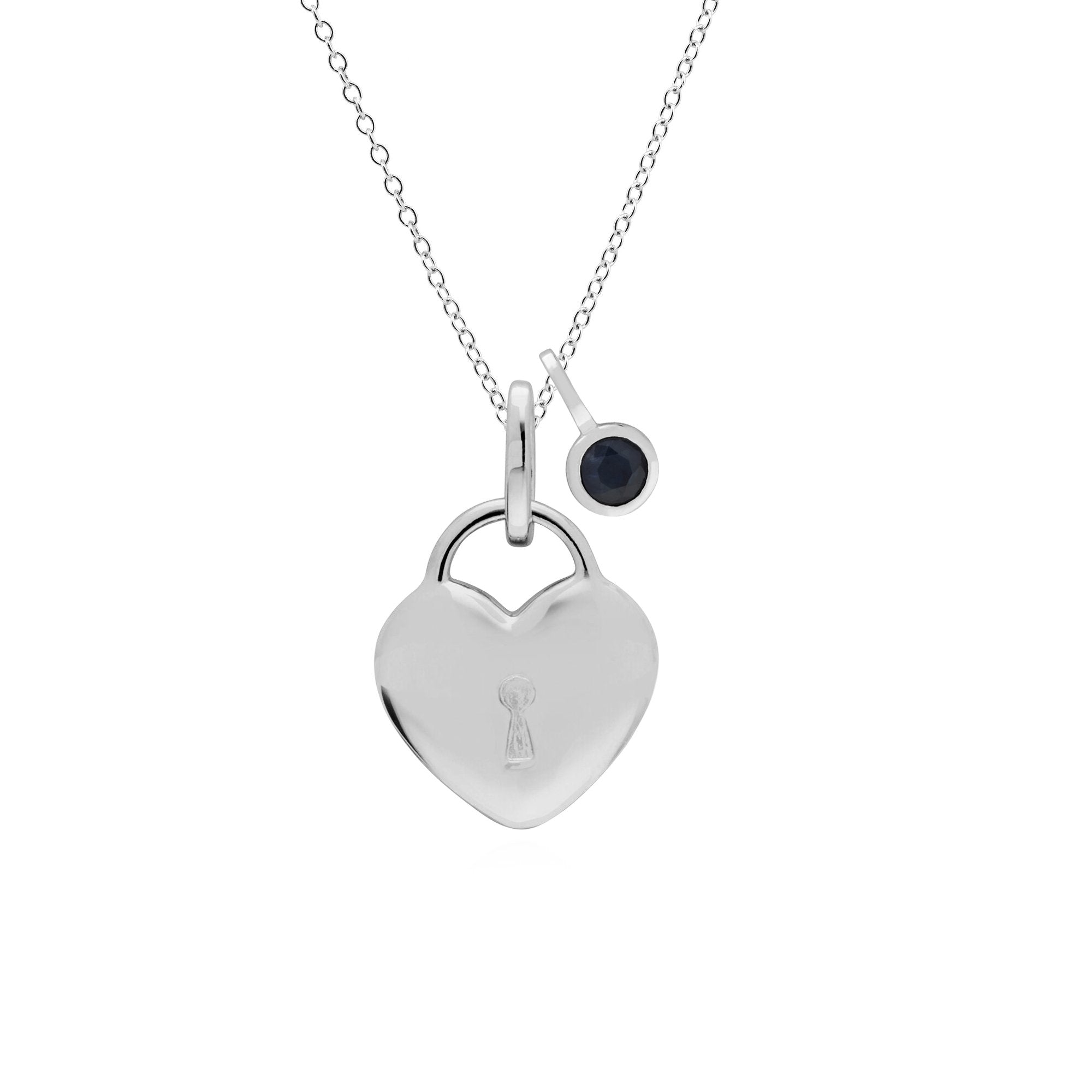 Classic Heart Lock Pendant & Sapphire Charm Image 1