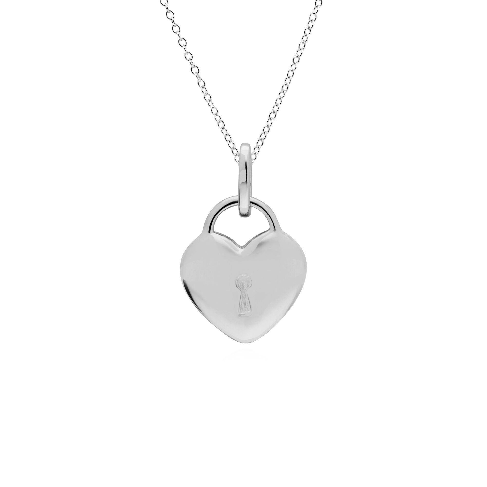 Classic Silver Plain Heart Padlock Charm Pendant in 925 Sterling Silver