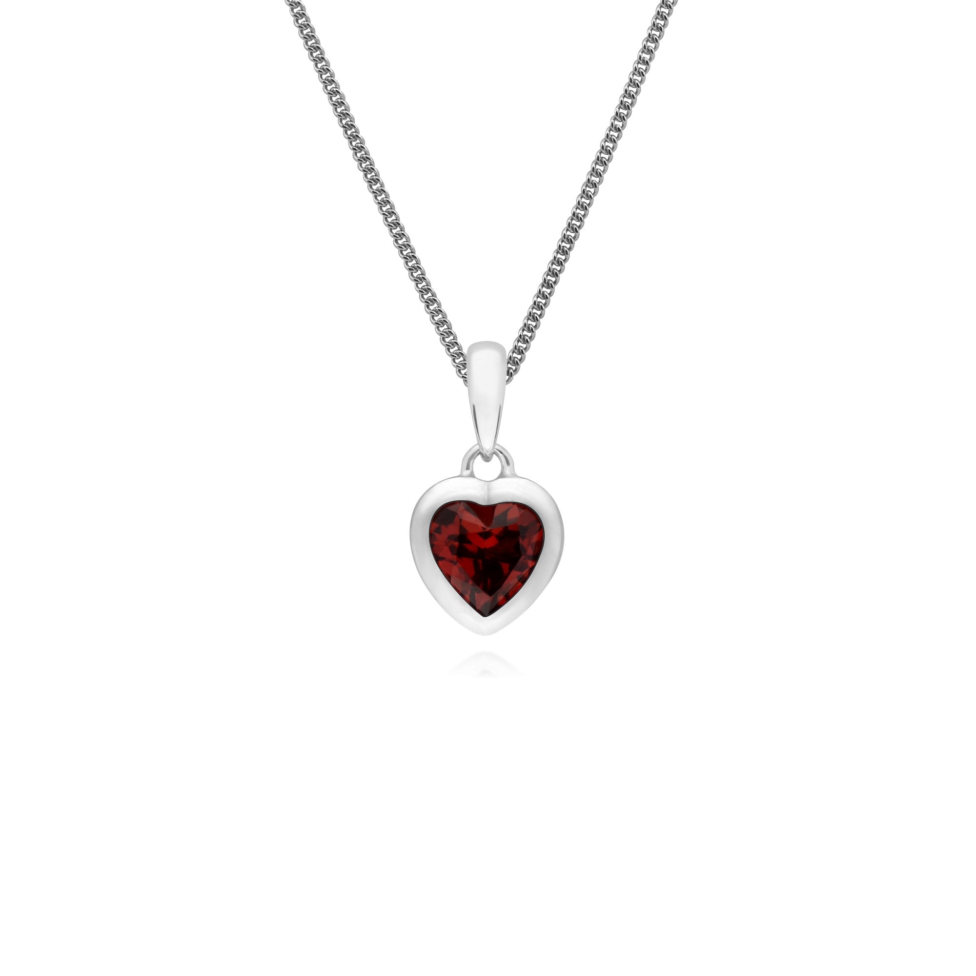 Essential Heart Shaped Garnet Pendant in 925 Sterling Silver