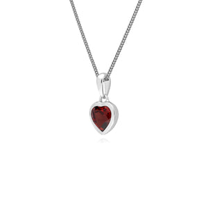 Essential Heart Shaped Garnet Pendant in 925 Sterling Silver