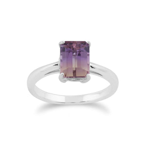 Classic Baguette Ametrine Claw Set Pendant & Ring Set in 925 Sterling Silver