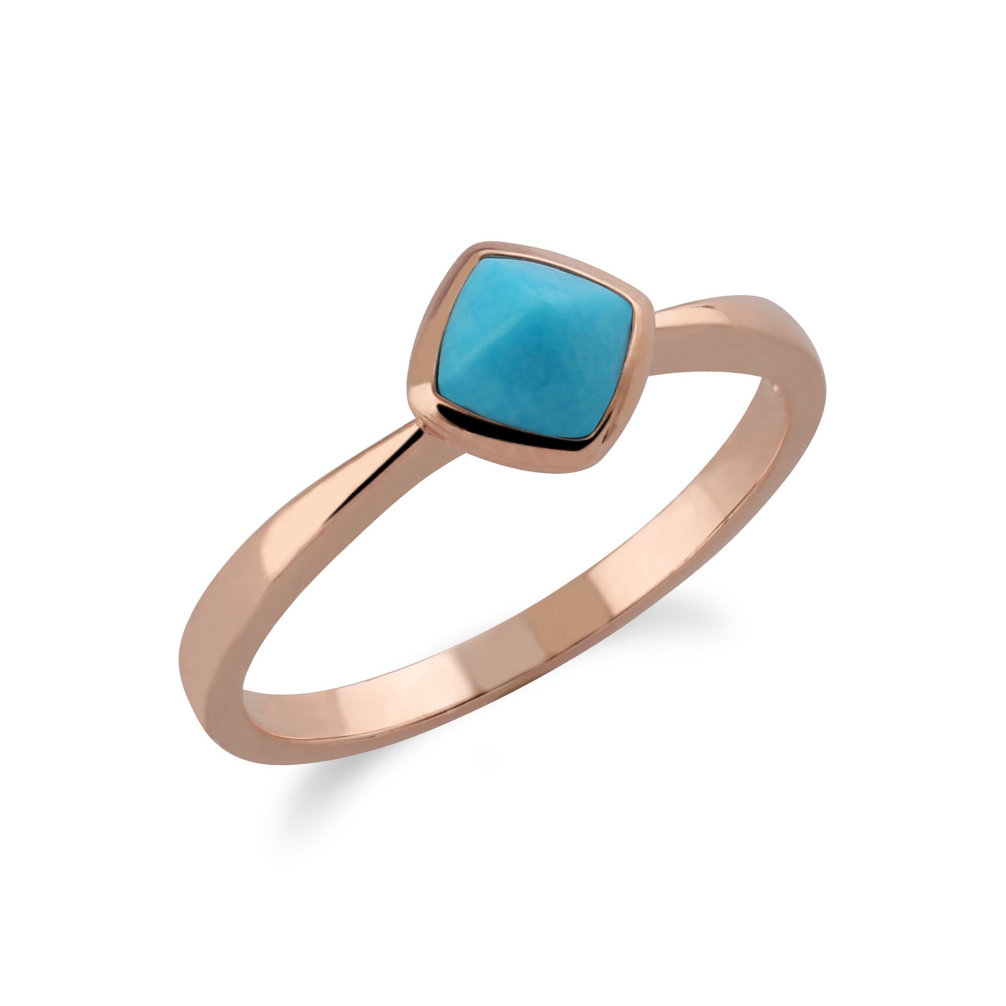 Gemondo Rose Gold Plated Sterling Silver Cushion Turquoise Ring Image 2
